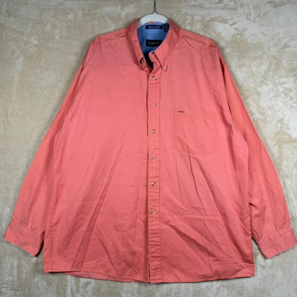 Gant Chelsea Twill Shirt Mens XL Pink Long Sleeve Button Down Cotton Salmon